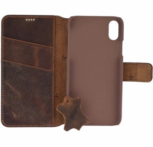 Custodia Stile Libro IN Pelle Cover Protettiva Case Raccoglitore Vintage Caffè - Immagine 2 di 4