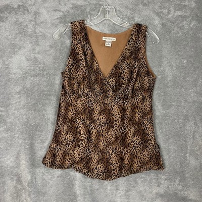 Vintage Y2K Cheetah Babydoll Tank Womens S Animal Print Going out Top