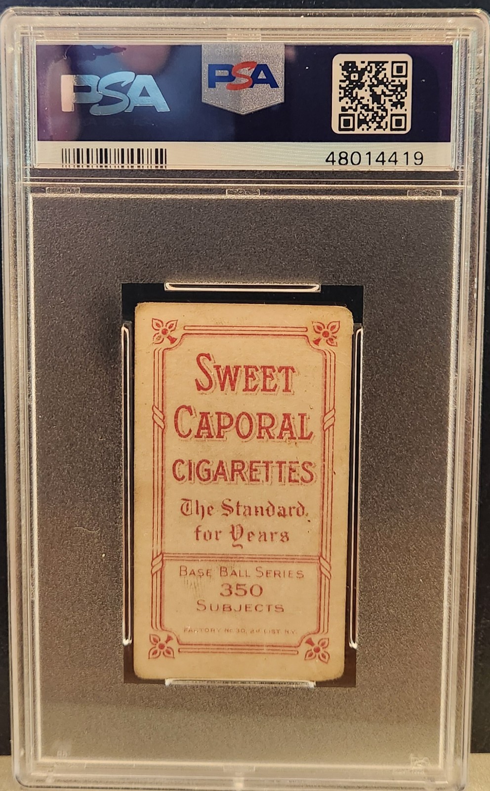 1909-11 T206 - Johnny Kling Sweet Caporal 350 Factory No. 30 Back (RC) PSA 1.0 view 2