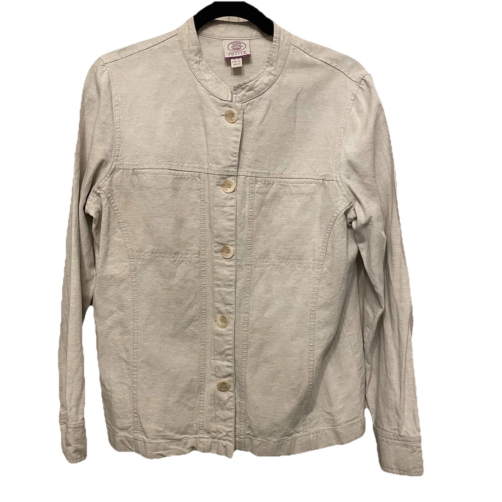 Laura Ashley Vintage Women’s Beige Blazer Jacket Size 14 Linen Blend Y2K