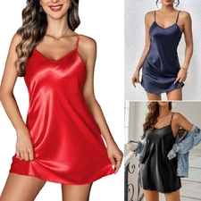 Women Sexy Sleepwear Satin Nightgown Babydoll Lingerie Dress Mini Slip Chemise