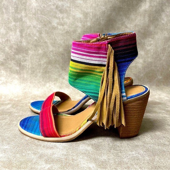 Very Volatile Serape Fringe Sandals -Size