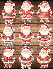 Watercolor Santa Head Die Cut Stickers Set Scrapbooking Laptop Waterbottle