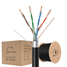 Cat5e 1000FT Outdoor Shielded FTP Ethernet Cable - UV Resistant, Direct Burial