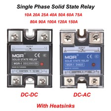 Solid State Relay Module Single Phase SSR 10A -150A DC-DC DC-AC With Heatsinks