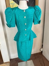 Vtg 80s Evenings By Pantagis 2pc Skirt Short Sleeve Suit Size 5-6 USA Made