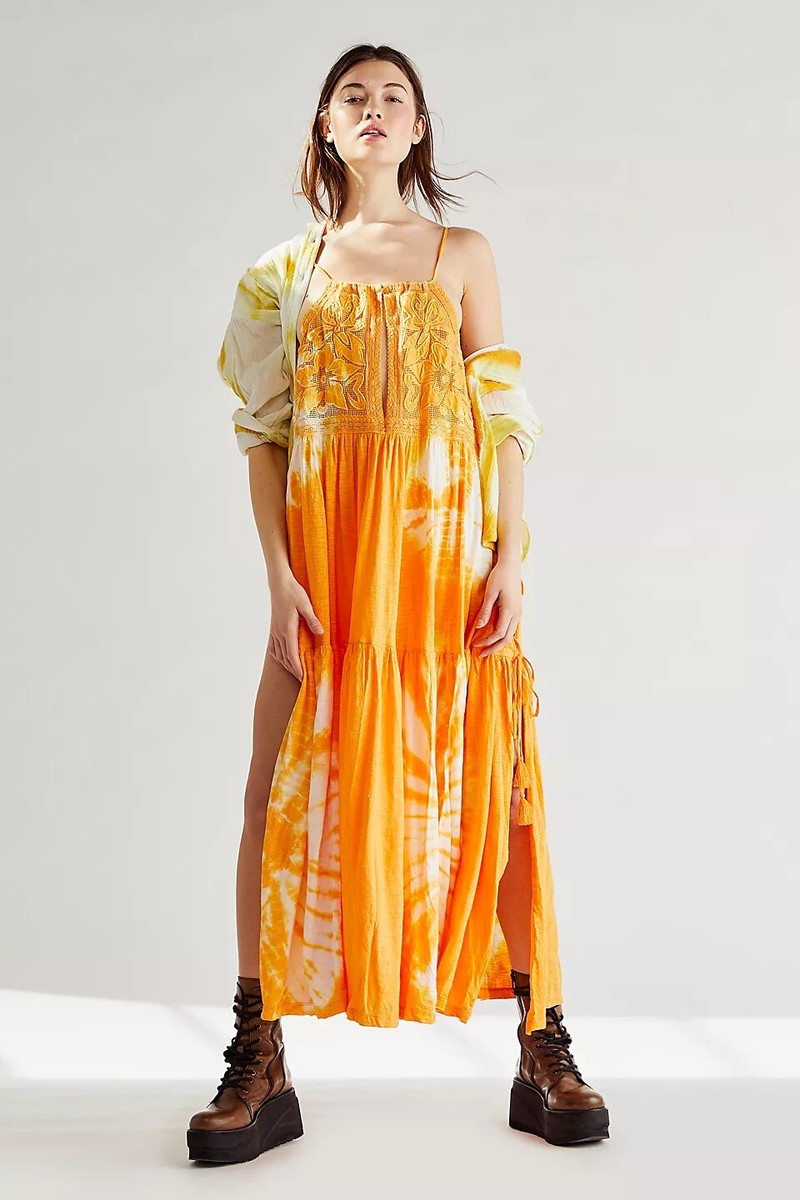 orange tie dye dress Orange Tie Dye Silk Maxi Dress Ebuku Threads