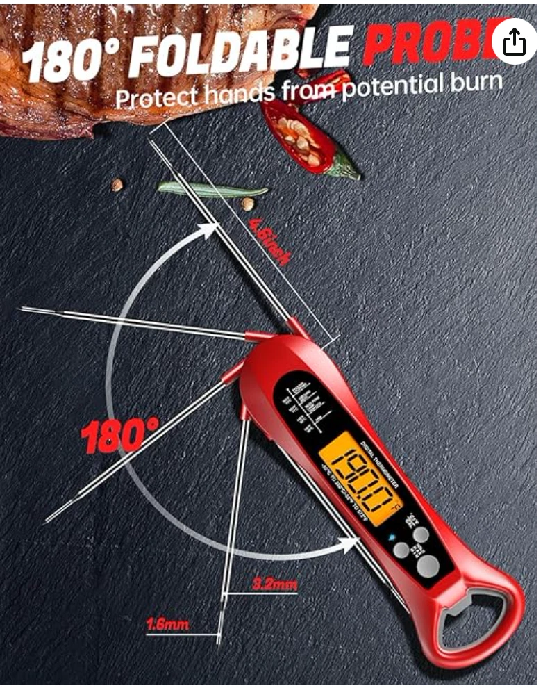 Meat Thermometer Digital, Instant Read Meat Thermometer for Grill and Cooking, W