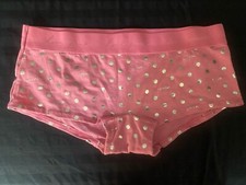 Victoria's Secret Pink Bling Silver Foil Dot Boyshort Panties Dahlia Pink M