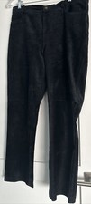 Vtg Real Suede Leather Rafaella Sport High Waisted Pants Jean Sz 12 Black EUC