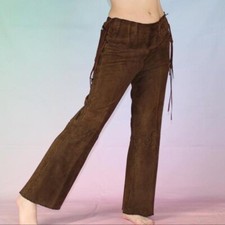 Vintage 60s 70s Suede Whipstitch Flare Pants