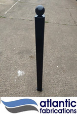 Steel  bollard, concrete in 75mm square black ball top, parking post security