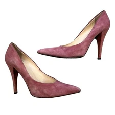 Y2K Gastone Lucioli Mauve Italian Suede High Heel Pumps Women's Shoes Size 37.5