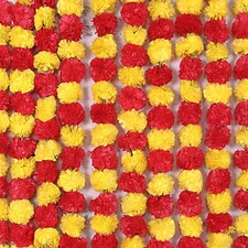 Artificial Marigold Genda Phool Fluffy Flower Garlands Diwali Wedding Home Decor