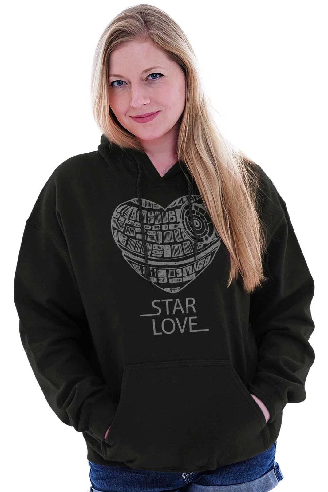 Felpa con cappuccio da donna Nerdy San Valentino Space Movie Star Love