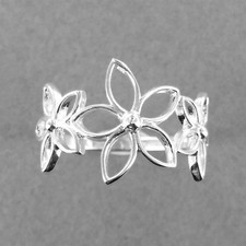 Three Floral Design Silver Ring-Flower Ring-925 Sterling Silver