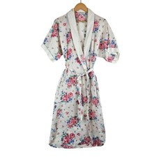 Miss Elaine vintage floral roses cotton blend robe, size S made in USA
