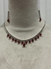 Crystal Necklace Earrings Jewelry Set Red