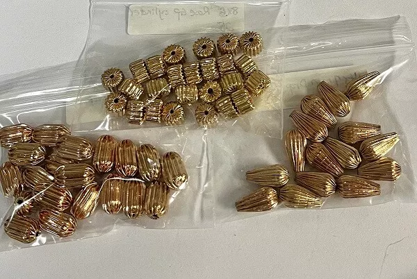 120 Assorted Shape Rose Gold Plated Corrugated Fluted Brass Beads-Jewelry  Making