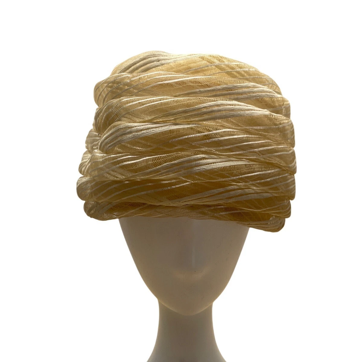 Vintage Gold Mesh Turban Hat Union Made In USA 1950s Style 