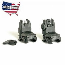Front Rear Folding Sights Polymer Flip Sights Black For 20mm Picatinny Rail
