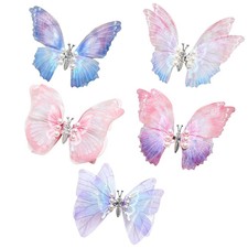 5 Pcs 3D Colorful Moving Wings Butterfly Hair Clips Realistic Colorful Organza B