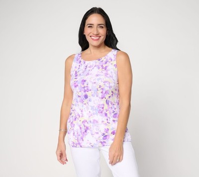 Susan Graver Women's Top Sz M Printed Liquid Grey Dusk- Textured Leopard A679590
