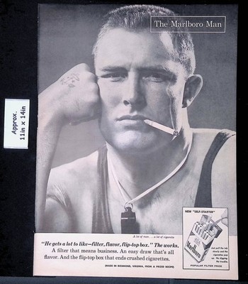 1957 The Marlboro Man w/Tattoo He Gets A Lot To Like, The Works Print Ad 51589
