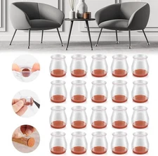 20pcs Small Size Round Silicone Chair Leg Floor Protectors Clear Table Feet Caps