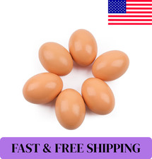Fake Nest Eggs Wooden Brown Easter Eggs for Craft Get Hens to Lay Eggs 6Pcs