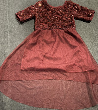 Wonder Nation Girls Fit Flare Burgundy Floral Sequin Mesh Knee Length Dress 6X