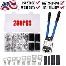 280Pcs Battery Cable Lug Terminals Copper Ring Crimp Electrical Wire Connectors