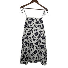 Women's Old Navy Fit & Flare Dress White & Navy Blue Floral Size M NWT