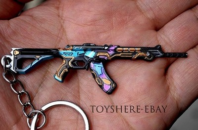 Mini gun VALORANT Frenzy Slay Electric Illusion AKM Metal keychain toy 9cm 1/12