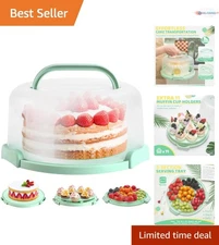 Cake Carrier with Lid Handle BPA-Free for 10 Inch Cakes and Cupcakes Transport