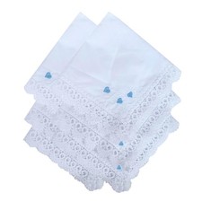 6 Pack of Ladies Embroidery Cotton Handkerchiefs Lace Border White Hankies
