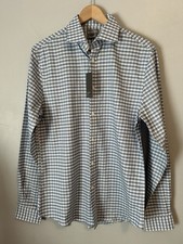 NEW Michael Kors Men  s Long Sleeve Blue Plaid Button Up Shirt