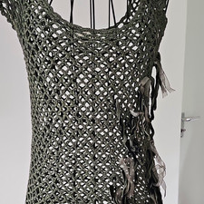 Replay Damen Top XS grau Häkel-Netzoptik Bas...