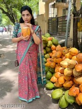 Women's Chanderi Cotton Saree with Running Blouse Piece