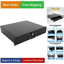 Drawer Server Cabinet Case 19 Inch Locking Rack Mount DJ Lockable Deep Drawer...