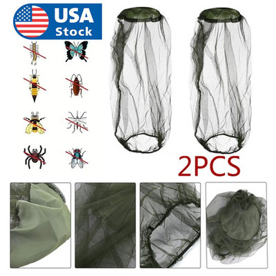 2pcs Anti-Mosquito Insect Bug Bee Head Net Hat Cap Sun Protection Fishing Hiking
