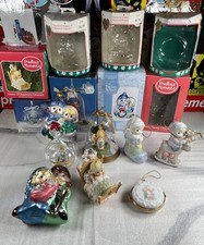 Precious Moments Christmas Ornament Lot Of 8 Vintage w/ Boxes Holiday Decor