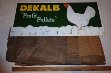 VINTAGE ANTIQUE DEKALB PROFIT PULLET EGG LAYING CHICKEN 28" METAL FEED SEED SIGN