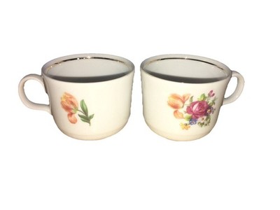 Set of 2 KAHLA Porcelain Floral Design Cups Made In GDR #5