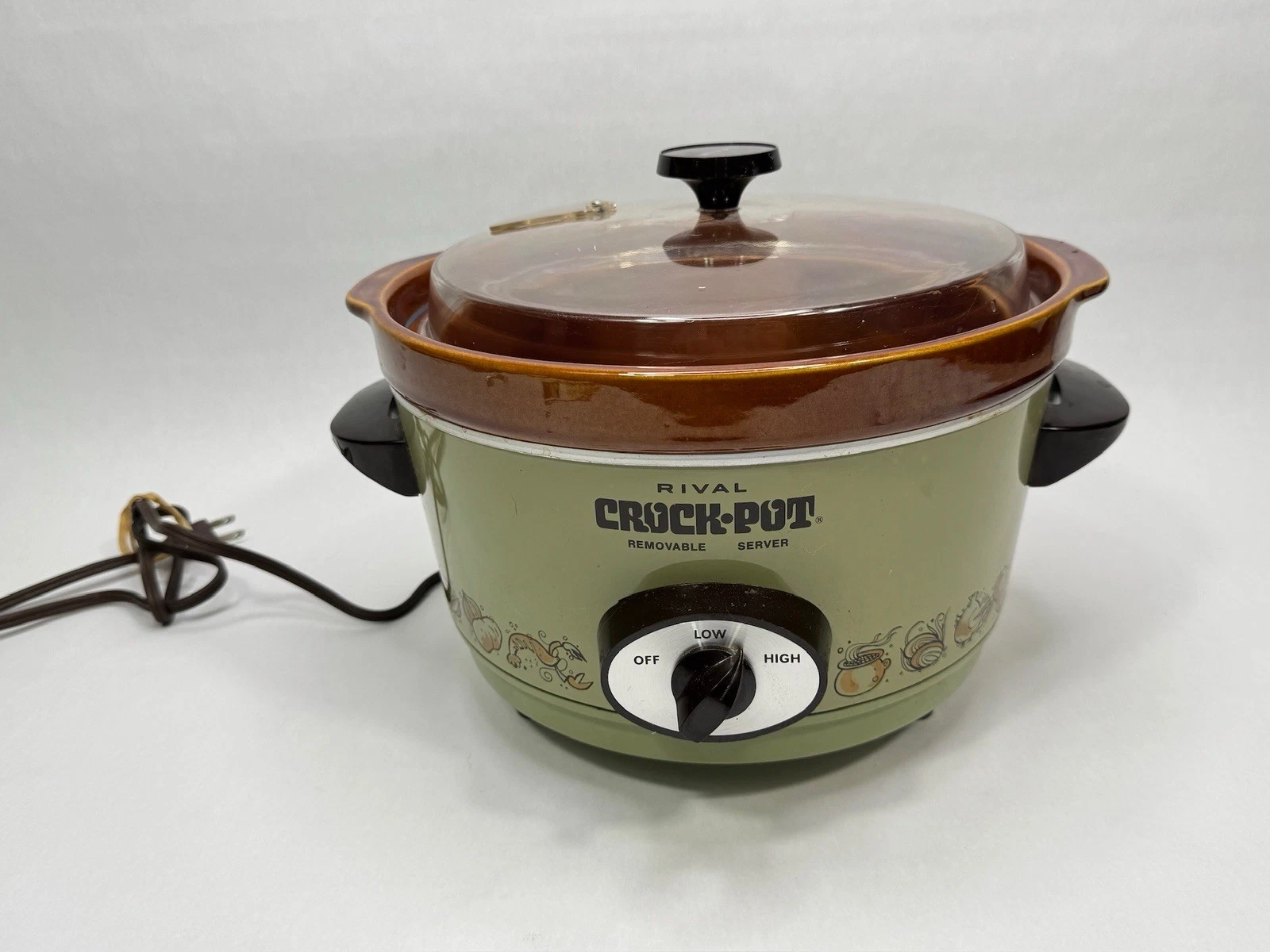 Vintage Rival Crock-Pot Model 3350 Avocado Green Stoneware USA Tested