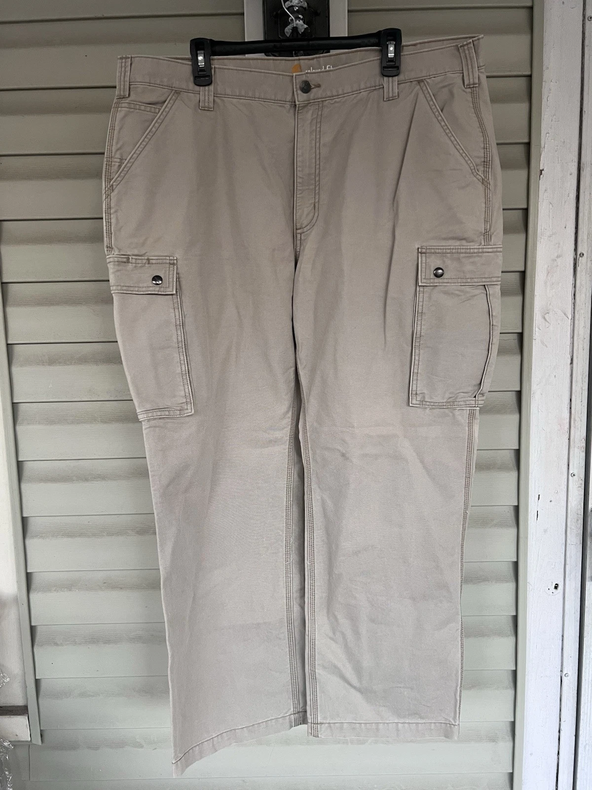 Carhartt Pants Mens 41x30.75-measured Tan Work Utility Cargo Relaxed Fit Casual