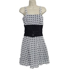 Vintage Tripp NYC Dress Size Small Polka Dot Lock Y2K Black White