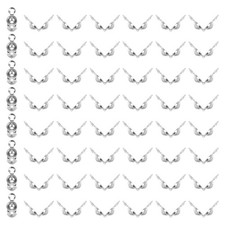 Bead Tips Knot Cover, 1600 Pcs Clamshell Fold-Over Bead, Silver Tone