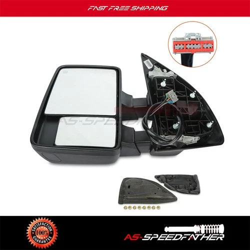 Power Heated Black Turn Signal For 08-16 F250 F350 Super Duty Left Tow Mirror