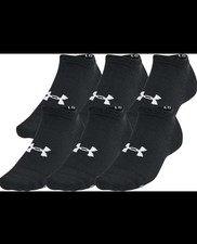 UA Under Armour Essential 6 Pair Mens Low Cut Socks US 9-13 One Size Black Gray
